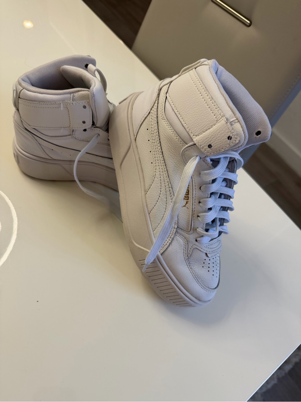 Puma Women's All-White High-Top Sneakers size 37
